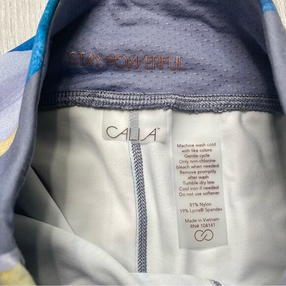 Calia Energize Gray Yellow Teal Floral Compression 7/8 Leggings Size XS X-Small - Picture 6 of 8